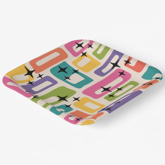 Retro Mid Century Modern Pappteller (Gewinkelt)