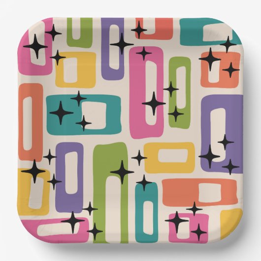 Retro Mid Century Modern Pappteller (Vorderseite)