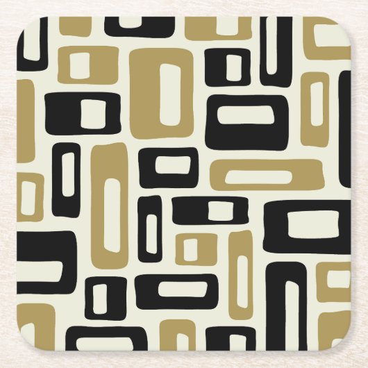 Retro Mid Century Modern Rechteckiger Pappuntersetzer (Vorderseite)