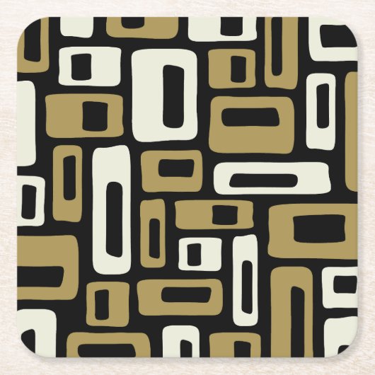 Retro Mid Century Modern Rechteckiger Pappuntersetzer (Vorderseite)