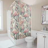 Retro Mid Century Modern Rosa Flamingos Duschvorhang (Beispiel)