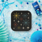 Retro Mid Century Modern Starburst Pattern Pappteller (Party)