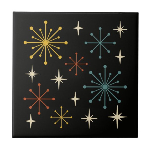 Retro-Mid-Century-Modern-Sternenburst-Muster Fliese (Vorderseite)