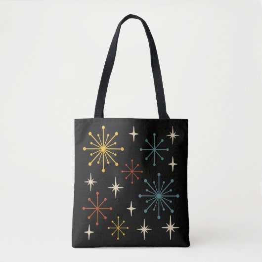 Retro-Mid-Century-Modern-Sternenexplosionsmuster Tasche (Vorderseite)