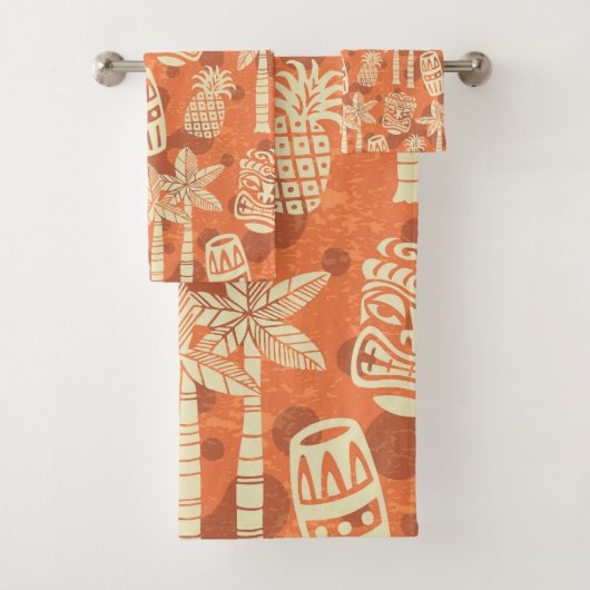 Retro Mid Century Modern Tiki-Muster Badhandtuch Set (Insitu)