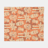 Retro-Mid-Century-Modern-Tiki-Muster Fleecedecke (Vorderseite (Horizontal))