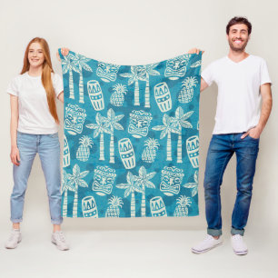 Retro-Mid-Century-Modern-Tiki-Muster Fleecedecke