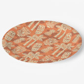 Retro-Mid-Century-Modern-Tiki-Muster Pappteller (Schrägansicht)