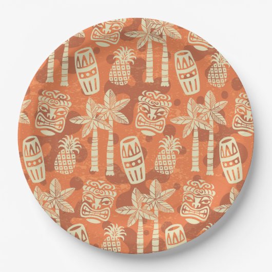 Retro-Mid-Century-Modern-Tiki-Muster Pappteller (Vorderseite)