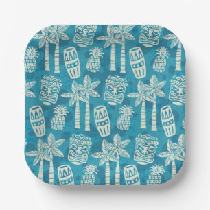 Retro-Mid-Century-Modern-Tiki-Muster Pappteller