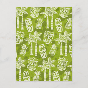 Retro-Mid-Century-Modern-Tiki-Muster Postkarte