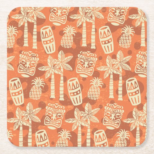 Retro-Mid-Century-Modern-Tiki-Muster Rechteckiger Pappuntersetzer (Vorderseite)