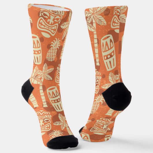 Retro Mid Century Modern Tiki-Muster Socken (Gewinkelt)