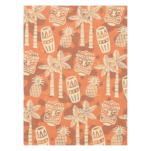 Retro Mid Century Modern Tiki-Muster Tischdecke (Vorderseite)