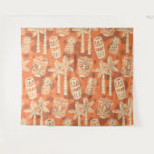 Retro-Mid-Century-Modern-Tiki-Muster Wandteppich (Vorderseite (Horizontal))