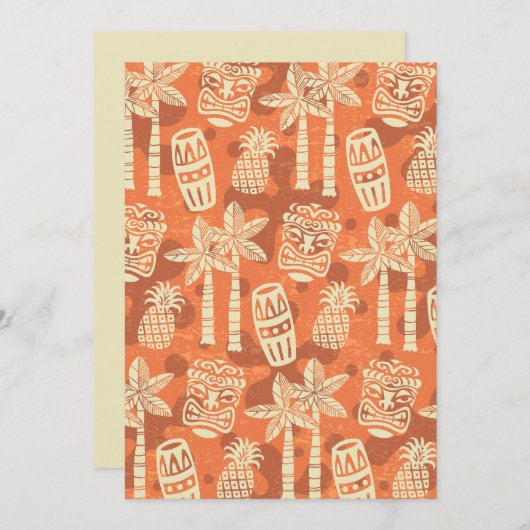 Retro Mid Century Modern Tiki Pattern Einladung (Vorne/Hinten)