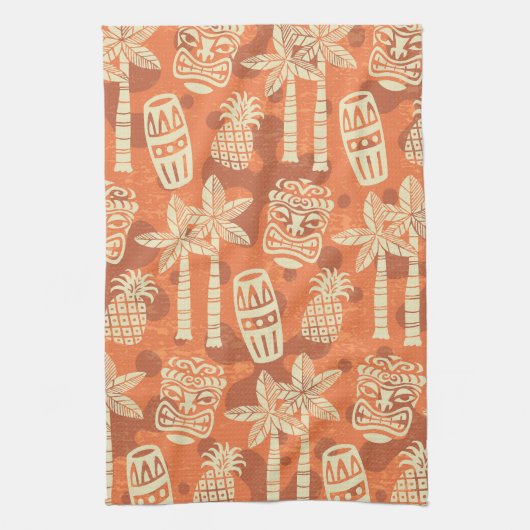 Retro Mid Century Modern Tiki Pattern Geschirrtuch (Vertikal)