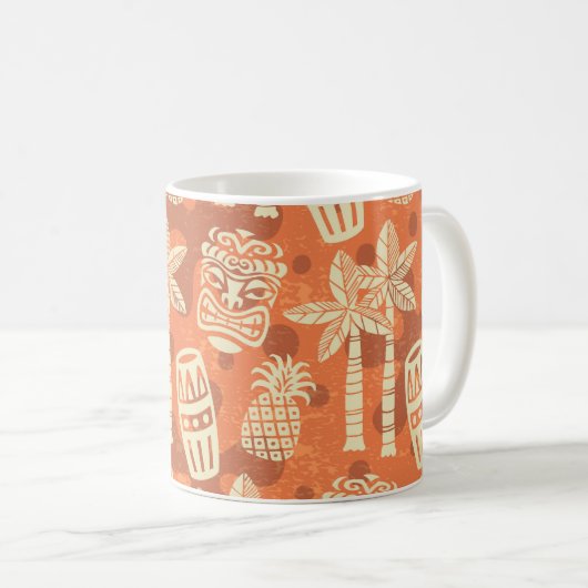 Retro Mid Century Modern Tiki Pattern Kaffeetasse (VorderseiteRechts)