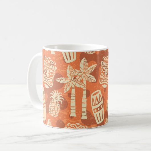 Retro Mid Century Modern Tiki Pattern Kaffeetasse (Vorderseite Links)