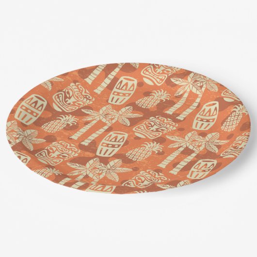 Retro Mid Century Modern Tiki Pattern Pappteller (Schrägansicht)