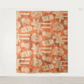 Retro Mid Century Modern Tiki Pattern Wandteppich (Vorderseite)