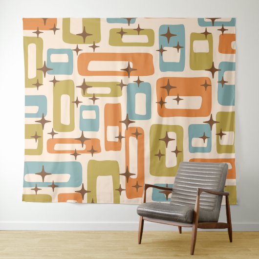 Retro Mid Century Modern Wandteppich (Beispiel (Horizontal))