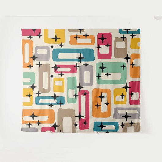 Retro Mid Century Modern Wandteppich (Vorderseite (Horizontal))