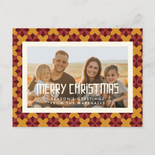 Retro-Mid-Century-Muster Frohe Weihnachten Foto Postkarte