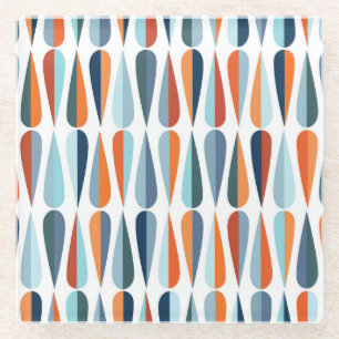 Retro-mid-century, Muster mit Tropfenformen. Glasuntersetzer