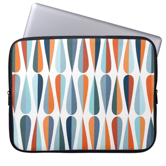Retro-mid-century, Muster mit Tropfenformen. Laptopschutzhülle (Vorderseite)