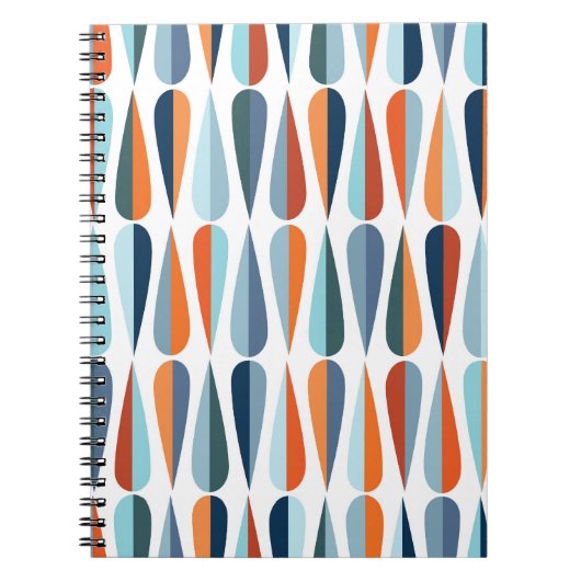 Retro-mid-century, Muster mit Tropfenformen. Notizblock (Vorderseite)