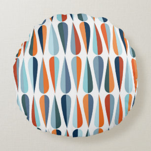 Retro-mid-century, Muster mit Tropfenformen. Rundes Kissen