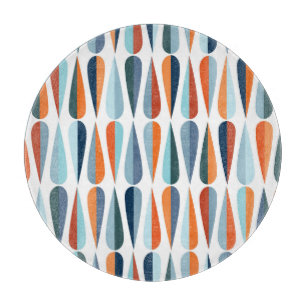 Retro-mid-century, Muster mit Tropfenformen. Schneidebrett
