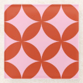 Retro Mid Century Red& Pink Geometric Christmas Glasuntersetzer (Vorderseite)