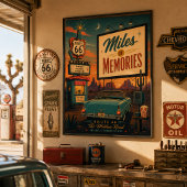 Retro Mid Century Route 66 Drive In Poster