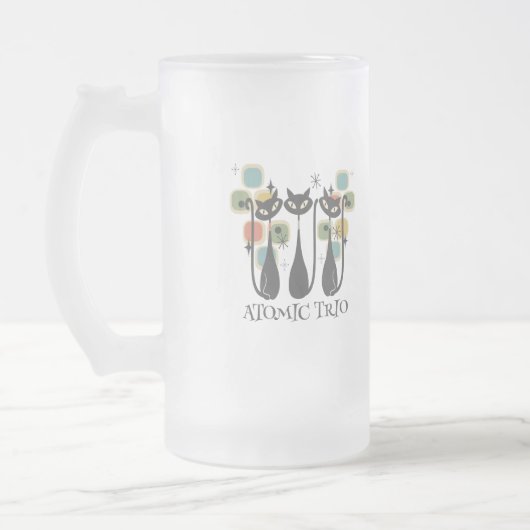 Retro Mid Century Schwarze Atomkatzen MCM Mattglas Bierglas (Links)