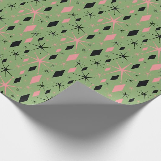 Retro Mid Century Starburst and Diamonds Wrapping Geschenkpapier (Ecke)