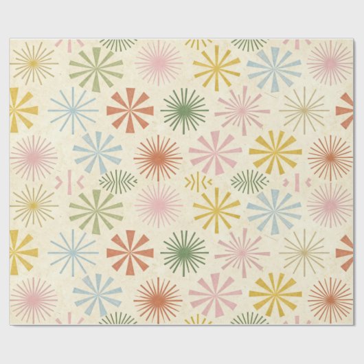 Retro-Mid-Century-Sternenexplosions-Muster-Wrap-Pa Geschenkpapier (Flach)