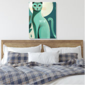 Retro Mid Century Style Cat Canvas Print Leinwanddruck (Insitu (Schlafzimmer))