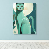 Retro Mid Century Style Cat Canvas Print Leinwanddruck (Insitu (Holzboden))