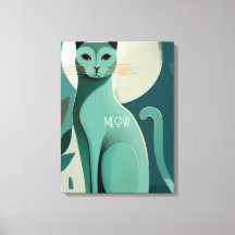 Retro Mid Century Style Cat Canvas Print