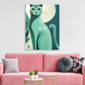 Retro Mid Century Style Cat Canvas Print Leinwanddruck (Insitu (Wohnzimmer))