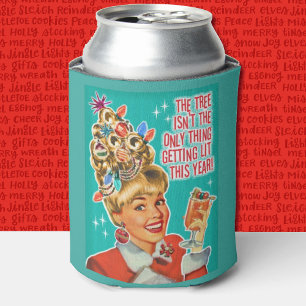 Retro-Mid-Century-Weihnachtsfeier wird angezündet Dosenkühler