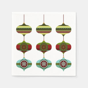 Retro-Mid-Century-Weihnachtsfeiertag-Christbaumkug Serviette
