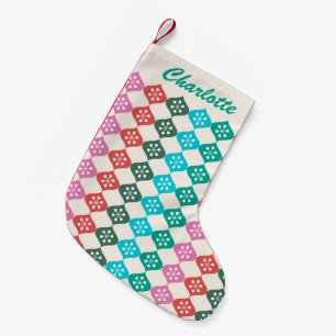 Retro-Mid-Mod-Atom-Muster farbenfroh personalisier Kleiner Weihnachtsstrumpf