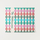 Retro-Mid-Mod-Atom-Muster farbenfrohe Personalisie Wandteppich (Vorderseite (Horizontal))