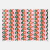 Retro-Mid-Mod-Atom-Muster Rosa Grün Weihnachten Geschenkpapier Set (Vorderseite)