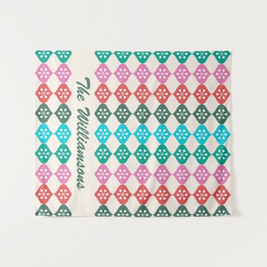 Retro Mid Mod Atomic Pattern farbenfroh Personalis Wandteppich (Vorderseite (Horizontal))