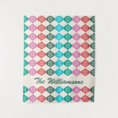 Retro Mid Mod Atomic Pattern farbenfroh Personalis Wandteppich (Vorderseite)