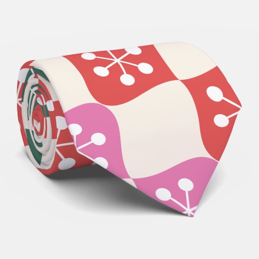 Retro Mid Mod Atomic Pattern farbenfrohe Weihnacht Krawatte (Gerollt)